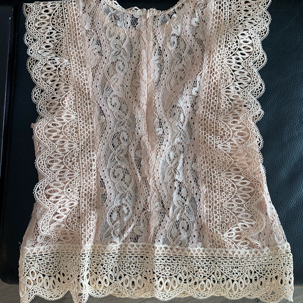 Zara light peach pink lace top